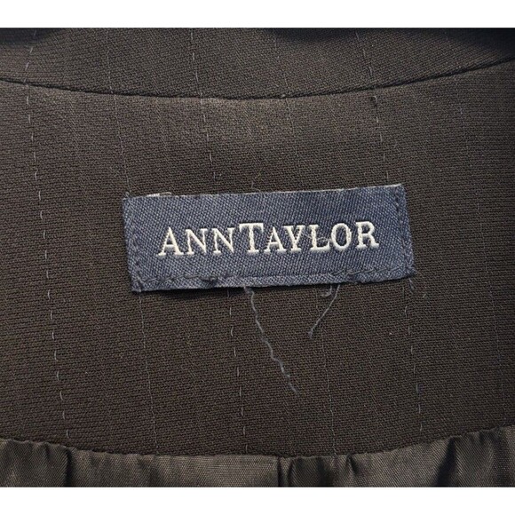 Ann Taylor Blazer Suit Jacket Women's Size M Black Pinstriped Offixe Corpcore - Picture 2 of 5
